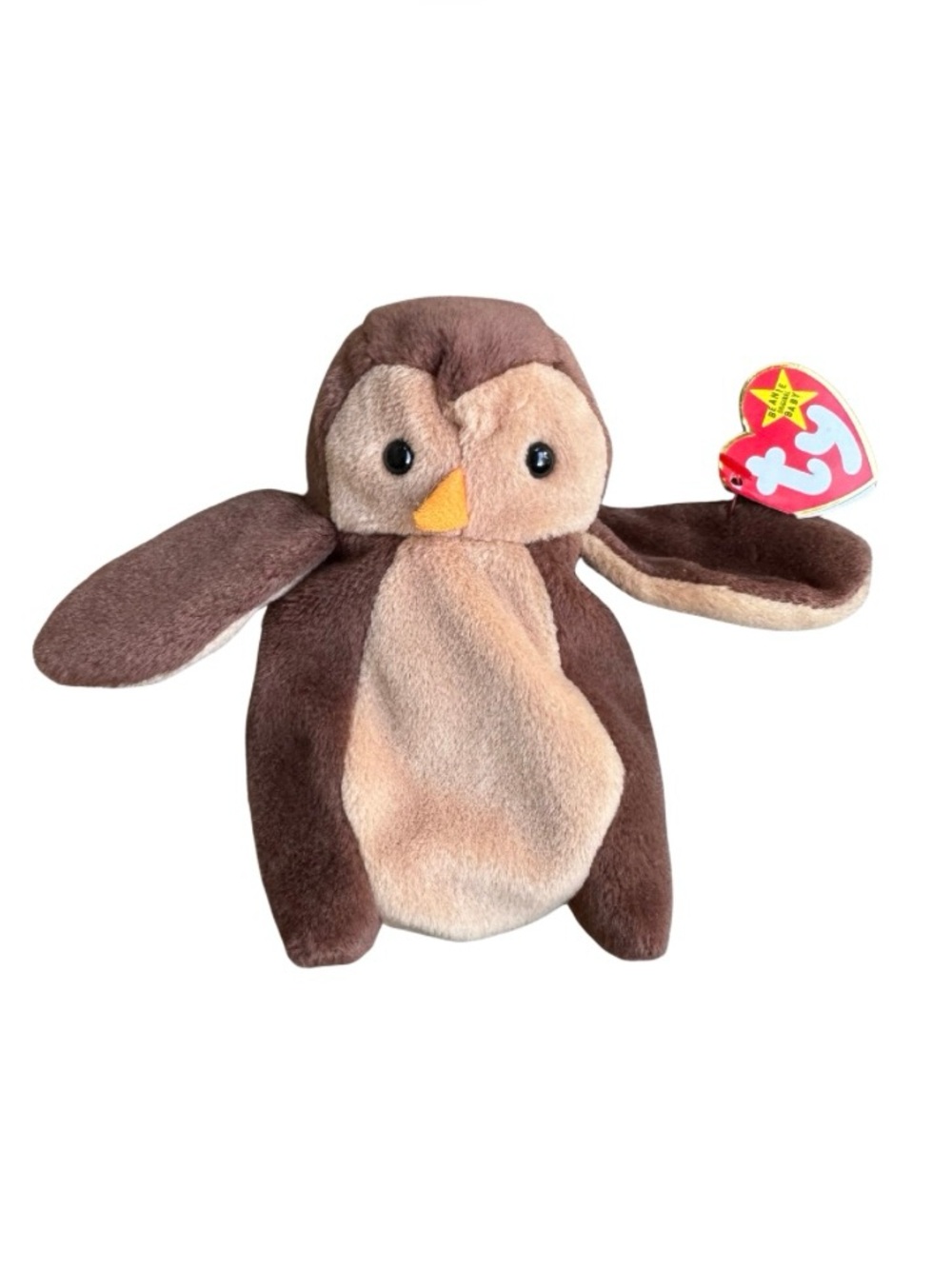 Ty Beanie Babies Hoot the Brown and Tan Owl Plush Toy 1995 💜BOGO